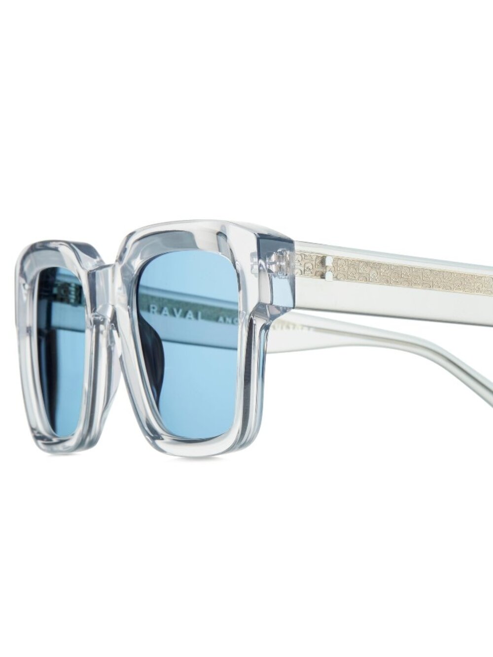 New Raval Eyewear Men's Sunglasses Grey Square Blue Lens Acetate Frame MOEEM C4
